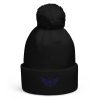 Navy Embroidered Logo Pom-Pom Beanie | Double-Layer