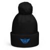 Aqua Embroidered Logo Pom-Pom Beanie | Double-Layer