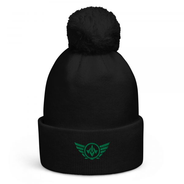 Kelly Green Embroidered Logo Pom-Pom Beanie | Double-Layer