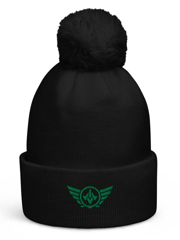 Kelly Green Embroidered Logo Pom-Pom Beanie | Double-Layer
