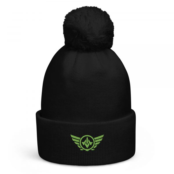 Kiwi Green Embroidered Logo Pom-Pom Beanie | Double-Layer