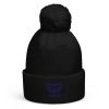Navy Embroidered Brand Logo Pom-Pom Beanie | Double-Layer