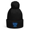 Aqua Embroidered Brand Logo Pom-Pom Beanie | Double-Layer