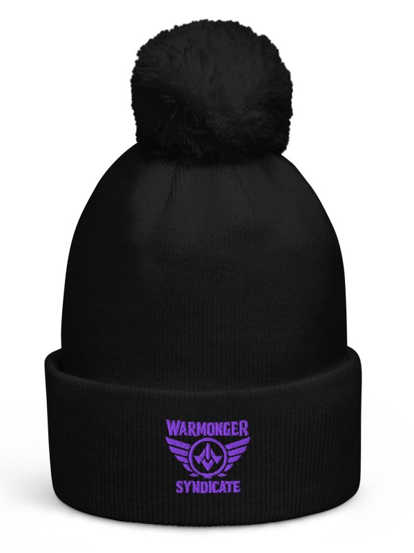 Purple Embroidered Brand Logo Pom-Pom Beanie | Double-Layer