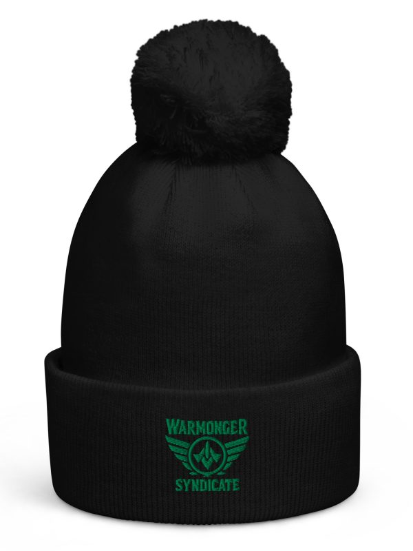 Kelly Green Embroidered Brand Logo Pom-Pom Beanie | Double-Layer