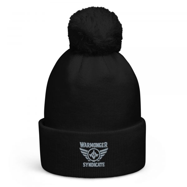 Grey Embroidered Brand Logo Pom-Pom Beanie | Single-Layer