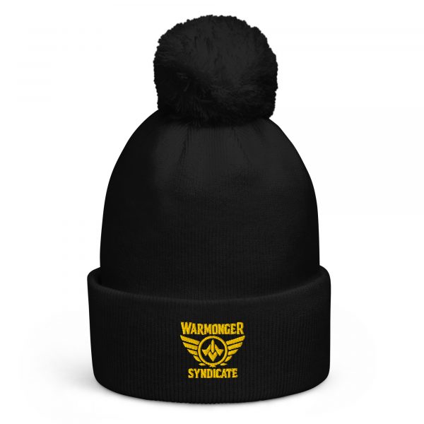 Gold Embroidered Brand Logo Pom-Pom Beanie | Single-Layer