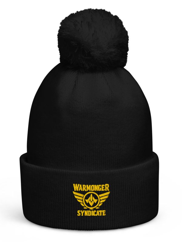 Gold Embroidered Brand Logo Pom-Pom Beanie | Single-Layer