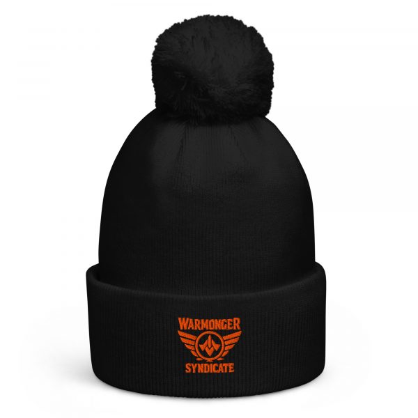 Orange Embroidered Brand Logo Pom-Pom Beanie | Single-Layer