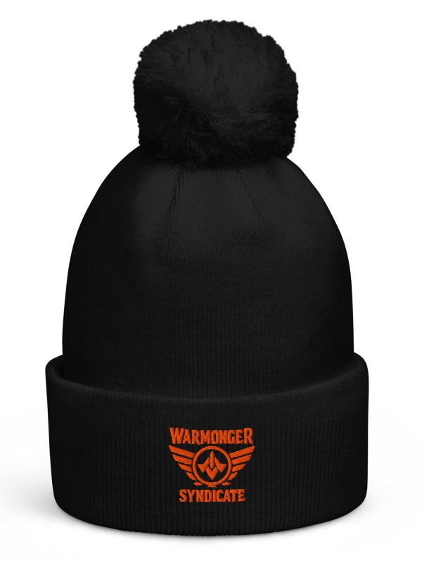 Orange Embroidered Brand Logo Pom-Pom Beanie | Single-Layer