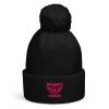 Flamingo Embroidered Brand Logo Pom-Pom Beanie | Single-Layer