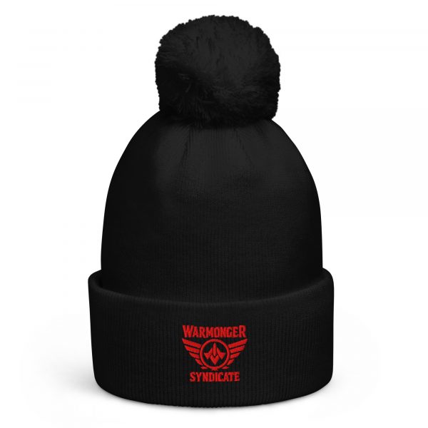 Red Embroidered Brand Logo Pom-Pom Beanie | Single-Layer