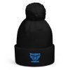 Aqua Embroidered Brand Logo Pom-Pom Beanie | Single-Layer
