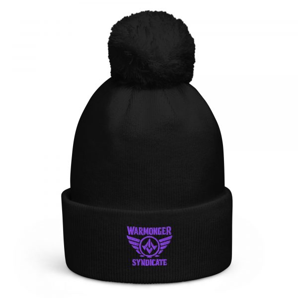 Purple Embroidered Brand Logo Pom-Pom Beanie | Single-Layer