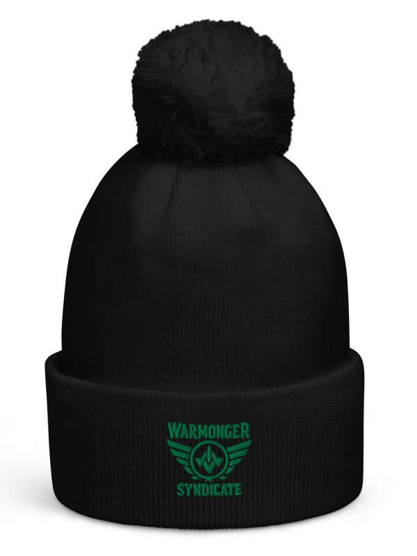 Kelly Green Embroidered Brand Logo Pom-Pom Beanie | Single-Layer