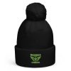 Kiwi Green Embroidered Brand Logo Pom-Pom Beanie | Single-Layer