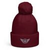 pom-pom-beanie-burgundy-front-68b7dfb2bcf69.jpg Grey Embroidered Logo Pom-Pom Beanie | Double-Layer
