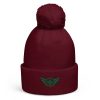 Kelly Green Embroidered Logo Pom-Pom Beanie | Double-Layer