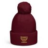 Old Gold Embroidered Brand Logo Pom-Pom Beanie | Double-Layer