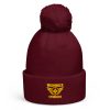 Gold Embroidered Brand Logo Pom-Pom Beanie | Double-Layer