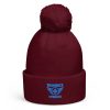 Aqua Embroidered Brand Logo Pom-Pom Beanie | Double-Layer