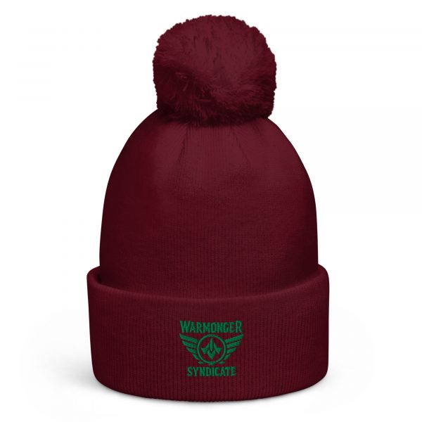 Kelly Green Embroidered Brand Logo Pom-Pom Beanie | Double-Layer