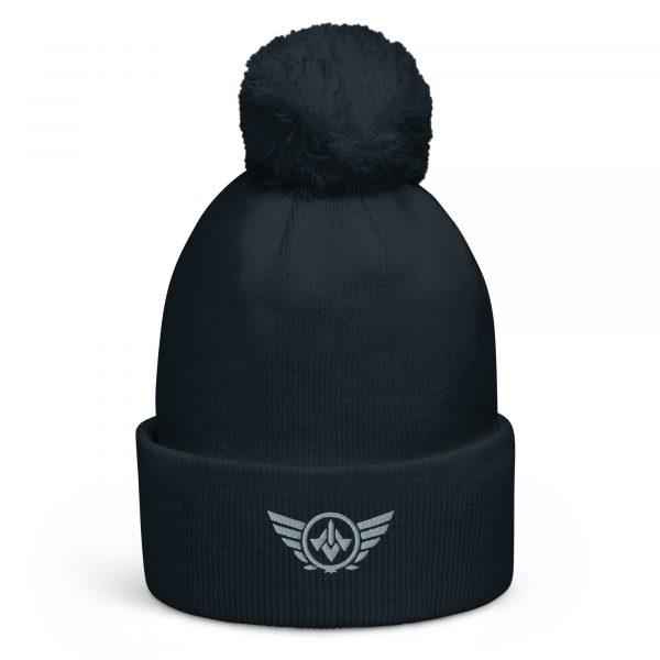 pom-pom-beanie-french-navy-front-68b7dfb2bd00a.jpg Grey Embroidered Logo Pom-Pom Beanie | Double-Layer