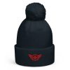 pom-pom-beanie-french-navy-front-68b7e06d446bd.jpg Red Embroidered Logo Pom-Pom Beanie | Double-Layer