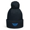 Aqua Embroidered Logo Pom-Pom Beanie | Double-Layer