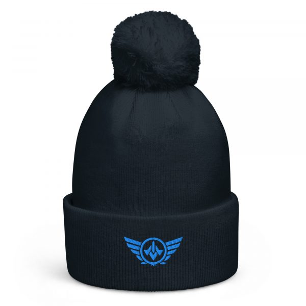 Aqua Embroidered Logo Pom-Pom Beanie | Double-Layer