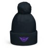 pom-pom-beanie-french-navy-front-68b7e2b4f354a.jpg Purple Embroidered Logo Pom-Pom Beanie | Double-Layer