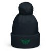 Kelly Green Embroidered Logo Pom-Pom Beanie | Double-Layer