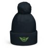 Kiwi Green Embroidered Logo Pom-Pom Beanie | Double-Layer