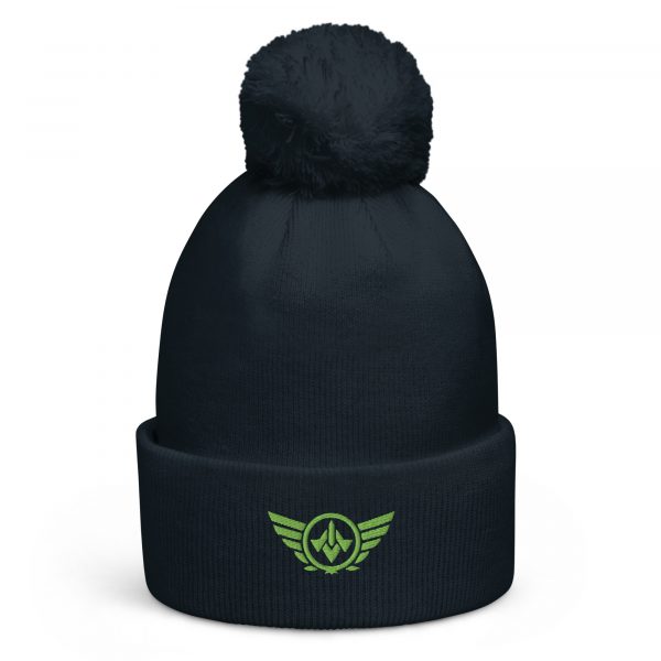 Kiwi Green Embroidered Logo Pom-Pom Beanie | Double-Layer