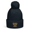 Old Gold Embroidered Brand Logo Pom-Pom Beanie | Double-Layer