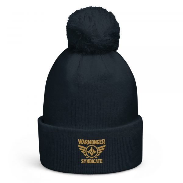 Old Gold Embroidered Brand Logo Pom-Pom Beanie | Double-Layer