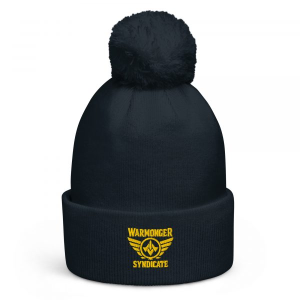 Gold Embroidered Brand Logo Pom-Pom Beanie | Double-Layer