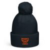 Orange Embroidered Brand Logo Pom-Pom Beanie | Double-Layer
