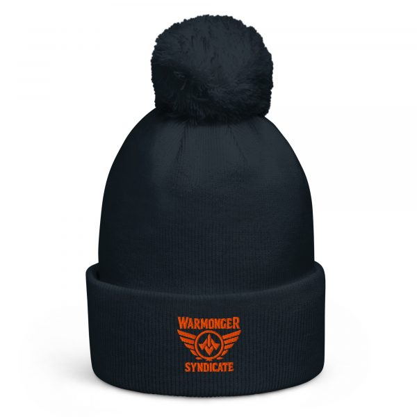 Orange Embroidered Brand Logo Pom-Pom Beanie | Double-Layer
