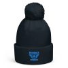 Aqua Embroidered Brand Logo Pom-Pom Beanie | Double-Layer