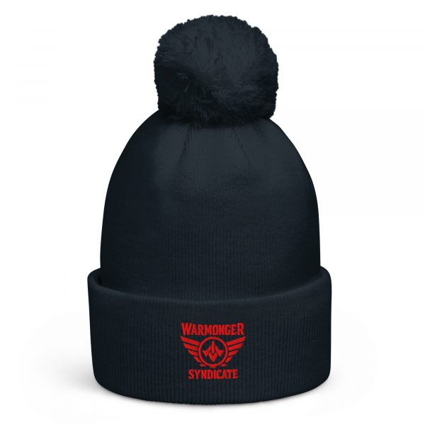 Red Embroidered Brand Logo Pom-Pom Beanie | Single-Layer