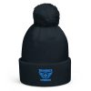 Aqua Embroidered Brand Logo Pom-Pom Beanie | Single-Layer