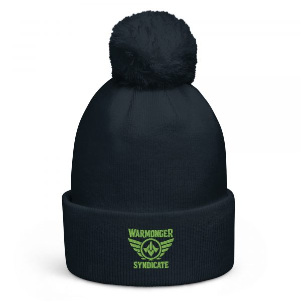 Kiwi Green Embroidered Brand Logo Pom-Pom Beanie | Single-Layer