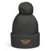 pom-pom-beanie-graphite-grey-front-68b7dfdfaa535.jpg Old Gold Embroidered Logo Pom-Pom Beanie | Double-Layer