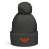 pom-pom-beanie-graphite-grey-front-68b7e020aa421.jpg Orange Embroidered Logo Pom-Pom Beanie | Double-Layer