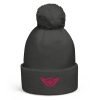 pom-pom-beanie-graphite-grey-front-68b7e03f40ac4.jpg Flamingo Embroidered Logo Pom-Pom Beanie | Double-Layer
