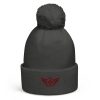 pom-pom-beanie-graphite-grey-front-68b7e09eabc0a.jpg Maroon Embroidered Logo Pom-Pom Beanie | Double-Layer