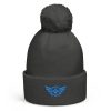 Aqua Embroidered Logo Pom-Pom Beanie | Double-Layer