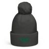 Kelly Green Embroidered Logo Pom-Pom Beanie | Double-Layer