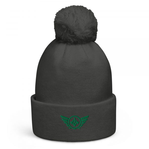 Kelly Green Embroidered Logo Pom-Pom Beanie | Double-Layer